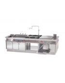 Lavello su mobile a giorno inox CrNi 18/10 AISI 304, 1 vasca cm 30x35x15h, rubinetto a leva - dim. tot. cm 40x90x90h