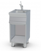 Lavello su mobile a giorno inox CrNi 18/10 AISI 304, 1 vasca cm 30x35x15h, rubinetto a leva - dim. tot. cm 40x55x90h