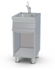 Lavello su mobile a giorno inox CrNi 18/10 AISI 304, 1 vasca cm 30x35x15h, rubinetto a leva - dim. tot. cm 40x55x90h