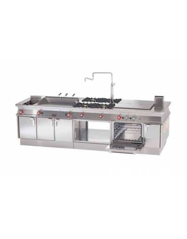 Lavello su mobile a giorno inox CrNi 18/10 AISI 304, 1 vasca cm 30x35x15h, rubinetto a leva - dim. tot. cm 40x55x90h
