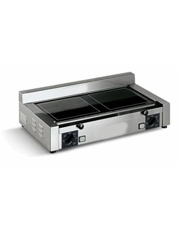 Fry top elettrico trifase-4,1kw da banco, piastra doppia in vetroceramica liscia cm 55x49, r. temp. 50 a 300 °C - dim. 60x65x29h