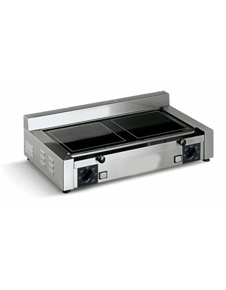 Fry top elettrico trifase-4,1kw da banco, piastra doppia in vetroceramica liscia cm 55x49, r. temp. 50 a 300 °C - dim. 60x65x29h