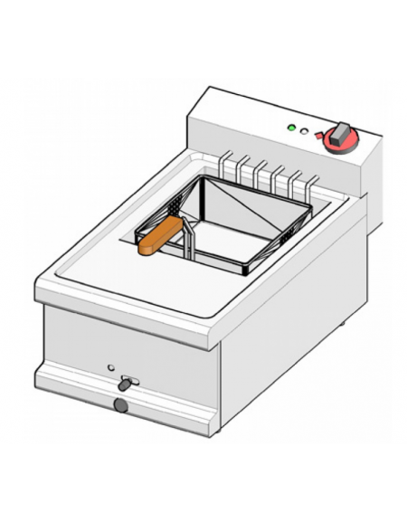 Friggitrice elettrica da banco - 1 vasca da Lt 10, cm 29x32,5x20h  - trifase Kw 6 - cm 40x70x25h