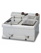 Friggitrice elettrica da banco - 2 vasche Lt 8+8, cm 22x32,5x20h cad.  - trifase Kw 10,8 - cm 60x51x25h