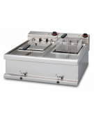 Friggitrice elettrica da banco - 2 vasche Lt 10+10, cm 29x32,5x20h cad.  - trifase Kw 12 - cm 80x70x25h