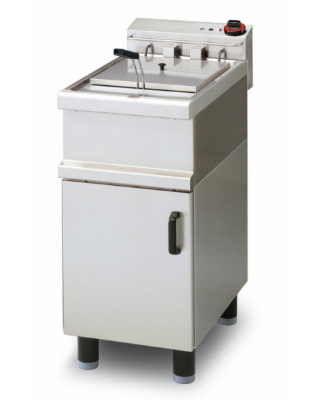Friggitrice elettrica su mobile - 1 vasca Lt 15, cm 33x40x18,5h - trifase Kw 9 - cm 40x70x85h