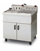 Friggitrice elettrica su mobile - 2 vasche Lt 15+15, cm 33x40x18,5h cad. - trifase Kw 18 - cm 80x70x85h