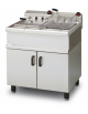 Friggitrice elettrica su mobile - 2 vasche Lt 15+15, cm 33x40x18,5h cad. - trifase Kw 18 - cm 80x70x85h