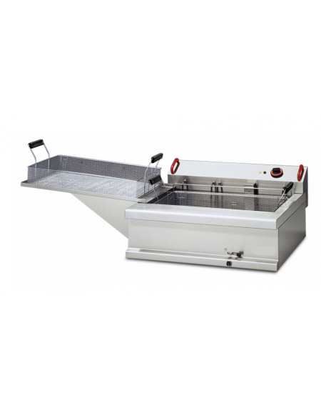 Friggitrice elettrica da banco per pasticceria Lt 24, vasca cm 70x42,5x17,5h - trifase Kw 10,2, voltaggio 400V~3N - cm 80x70x25h