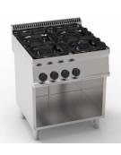 Cucina a gas 4 fuochi su vano aperto, potenza fuochi aperti 1x7,2kw+1x3,3kw+2x4,5kw - cm 70x70x85h