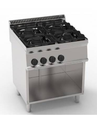 Cucina a gas 4 fuochi su vano aperto, potenza fuochi aperti 1x7,2kw+1x3,3kw+2x4,5kw - cm 70x70x85h