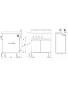 Cucina a gas 4 fuochi su vano aperto, potenza fuochi aperti 1x7,2kw+1x3,3kw+2x4,5kw - cm 70x70x85h