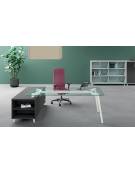 Tavolo riunione piano in vetro trasparente e struttura metallica - Colori struttura a scelta - cm 180x90x72h