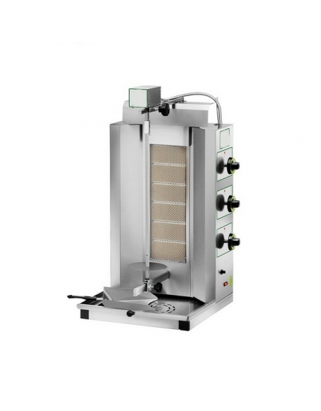 Macchina Per Doner Kebab A Gas Verticale 3000W Con Girarrosto 360° - Acciaio Inox, Per Barbecue E Torrefazione - Silver-M