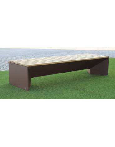 Panchina piana con doghe in legno di pino con finitura zincata verniciata - cm 230x67,5x47h
