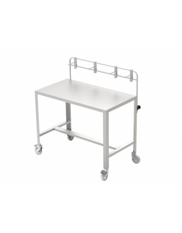 Tavolo carrellato per sala operatoria o porta strumenti, in acciaio inox AISI 304 - 1 ripiano - cm 120x65x95h