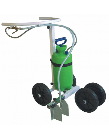 Carrello segnacampo a vernice ecologica, pompa manuale, munito di 4 ruote