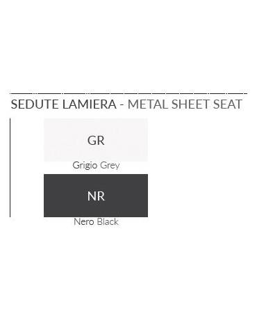 TAVOLO MENSA CON 4 SEDUTE FISSE IN LAMIERA TRAFORATA SATINATA  - DIMENSIONI PIANO CM 120X80