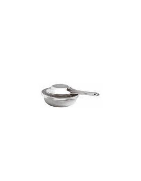 Padella grill in ghisa con manicatura tubolare inox - Ø cm 22 - 0,8 Litri - 1-2 pozioni di 1,40 Kg.