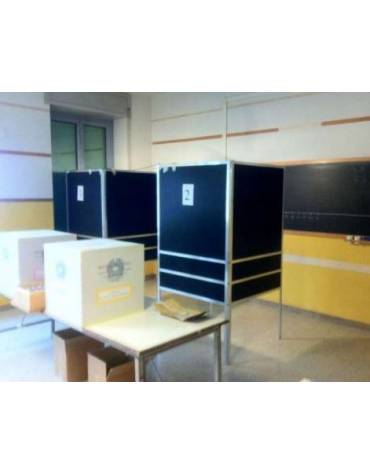 Cabina elettorale polivalente alluminio con tendina e scrittoi
