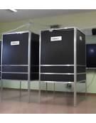 Cabina elettorale polivalente alluminio con tendina e scrittoi