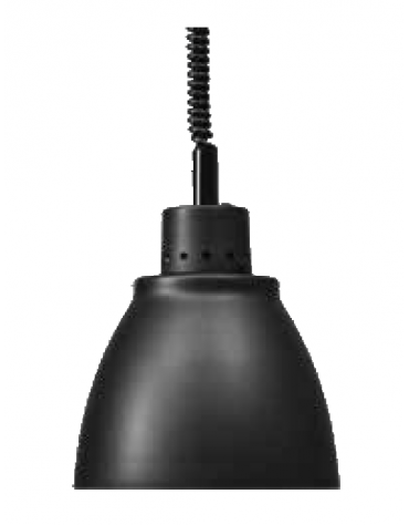 Lampada riscaldante in alluminio anodizzato, potenza 250 W - diametro 225 mm con luce bianca - colore nero opaco