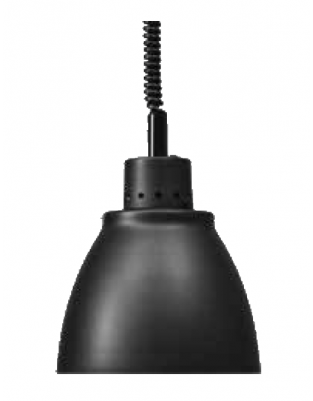 Lampada riscaldante in alluminio anodizzato, potenza 250 W - diametro 225 mm con luce bianca - colore nero opaco