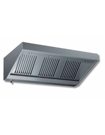 Cappa inox a parete con motore per ristorante cm 200x90x45h