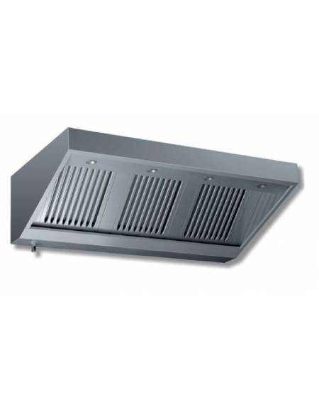 Cappa inox a parete con motore per ristorante cm 200x90x45h