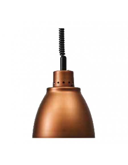 Lampada riscaldante in alluminio anodizzato, potenza 250 W - diametro 225 mm con luce rossa - colore rame opaco
