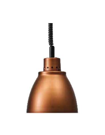 Lampada riscaldante in alluminio anodizzato, potenza 250 W - diametro 225 mm con luce bianca - colore rame opaco