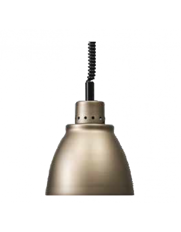 Lampada riscaldante in alluminio anodizzato, potenza 250 W - diametro 225 mm con luce rossa - colore bruno opaco