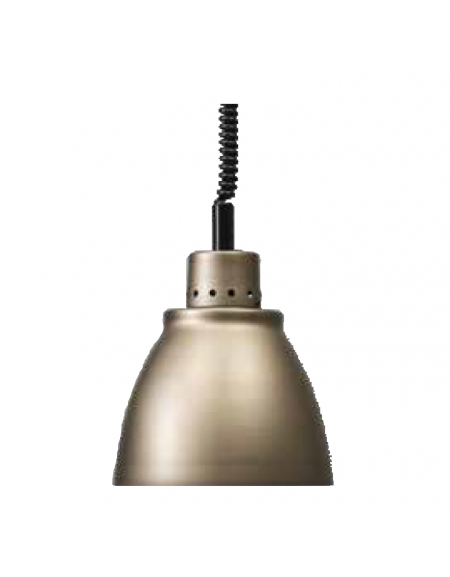 Lampada riscaldante in alluminio anodizzato, potenza 250 W - diametro 225 mm con luce rossa - colore bruno opaco
