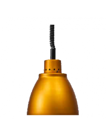 Lampada riscaldante in alluminio anodizzato, potenza 250 W - diametro 225 mm con luce bianca - colore arancio opaco