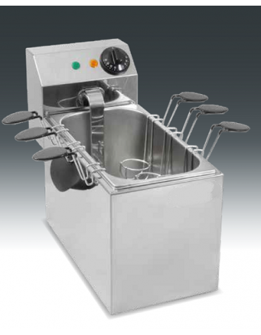 Cuociuovo elettrico in acciaio inox AISI304 dotato di 6 portauovo, capacità vasca Lt 4,  potenza Watt 2000 - mm 245x430x310h