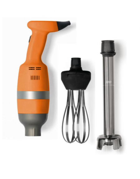 Mixer ad immersione + frusta e mescolatore in acciaio inox ø mm 85x340h, per vasche da Lt 30/50 - W 400 - rpm 2.000/15.000 Mixer ad immersione + frusta e mescolatore in acciaio inox ø mm 85x340h, per vasche da Lt 30/50 - W 400 - rpm 2.000/15.000