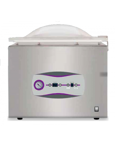 Macchina sottovuoto a campana in acciaio inox AISI304, barra saldante mm 420- potenza Watt 750- dim. mm 430x430x220h