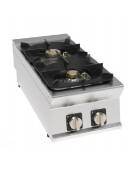 Cucina a gas 2 fuochi da banco in acciaio Inox con piano ermetico - potenza fuochi 1x6kw + 1x10kw - cm 40x90x28h
