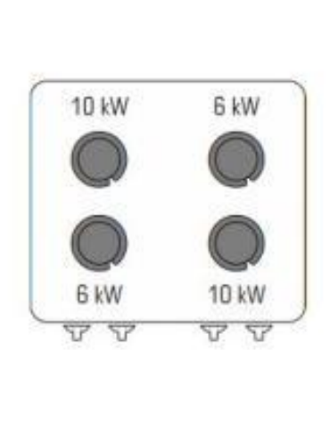 Cucina a gas 4 fuochi su vano aperto in acciaio Inox con piano ermetico - potenza fuochi 2x6kw + 2x10kw - cm 80x90x90h