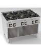 Cucina a gas 6 fuochi in acciaio Inox su vano aperto, con piano ermetico - potenza fuochi 3x6kw + 3x10kw - cm 120x90x90h