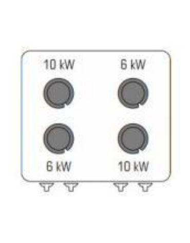 Cucina a gas 4 fuochi su forno a gas GN 2/1, camera cm 57,5x65x30, potenza fuochi 2x6kw + 2x10kw - cm 80x90x90h