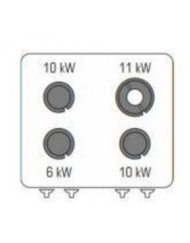 Cucina a gas 4 fuochi su forno a gas GN 2/1, camera cm 57,5x65x30, potenza fuochi 1x6kw + 2x10kw + 1x11Kw - cm 80x90x90h