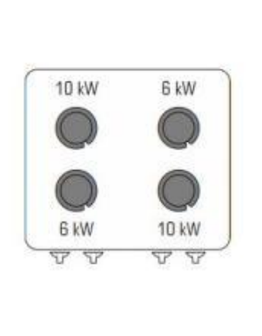 Cucina a gas 4 fuochi su forno elettrico statico GN 2/1, camera cm 57,5x65x30, potenza fuochi 2x6kw + 2x10kw - cm 80x90x90h