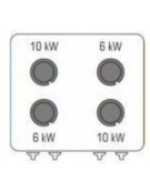 Cucina a gas ermetica 4 fuochi su forno elettrico ventilato GN 2/1, potenza fuochi 2x6kw+2x10kw - cm 80x90x90h
