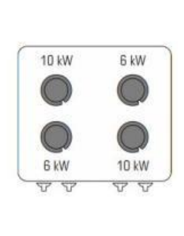 Cucina a gas ermetica 4 fuochi su forno elettrico ventilato GN 2/1, potenza fuochi 2x6kw+2x10kw - cm 80x90x90h