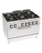 Cucina a gas ermetica 6 fuochi su forno a gas statico full size - potenza fuochi 3x6kw + 3x10kw - cm 120x90x90h