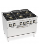 Cucina a gas ermetica 6 fuochi, potenza 3x6kw + 3x10kw - su forno a gas statico full size - cm 120x90x90h
