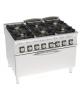 Cucina a gas ermetica 6 fuochi, potenza 3x6kw + 3x10kw - su forno a gas statico full size e Grill elettrico - cm 120x90x90h