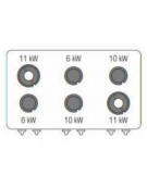 Cucina a gas ermetica 6 fuochi su forno a gas GN 2/1, camera cm 57,5x65x30, potenza fuochi 2x6kw+2x10kw+211Kw - cm 120x90x90h