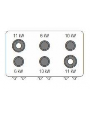Cucina a gas ermetica 6 fuochi su forno a gas statico full size - potenza fuochi 2x6kw+2x10kw+2X11Kw - cm 120x90x90h